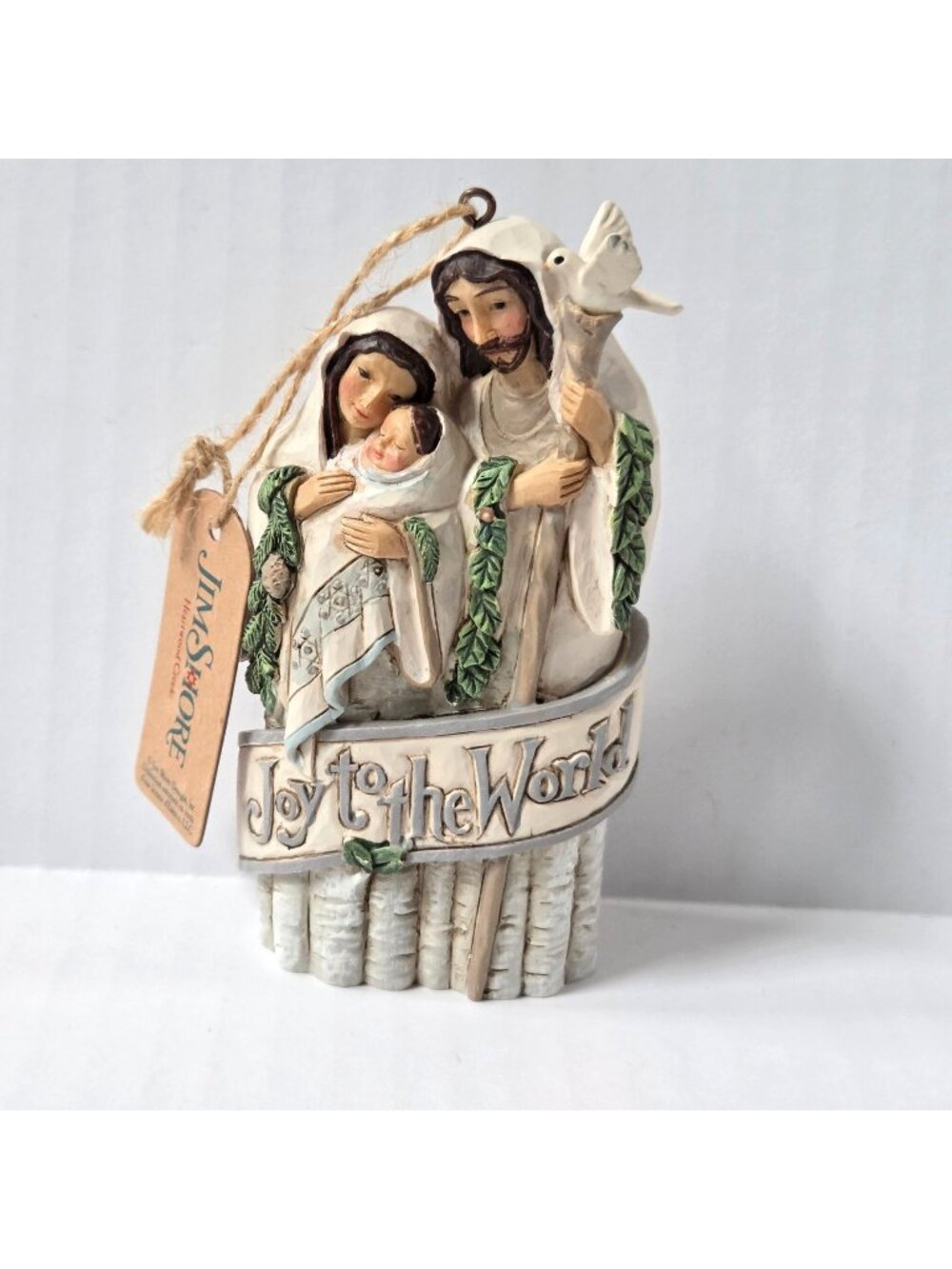 Jim Shore Christmas Ornament White Woodland Holy Family Joy to the World